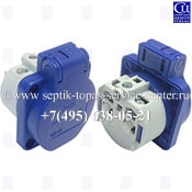 Розетка на поверхность 50х50 с/п 2Р+Е 16А 250В IP54 синяя